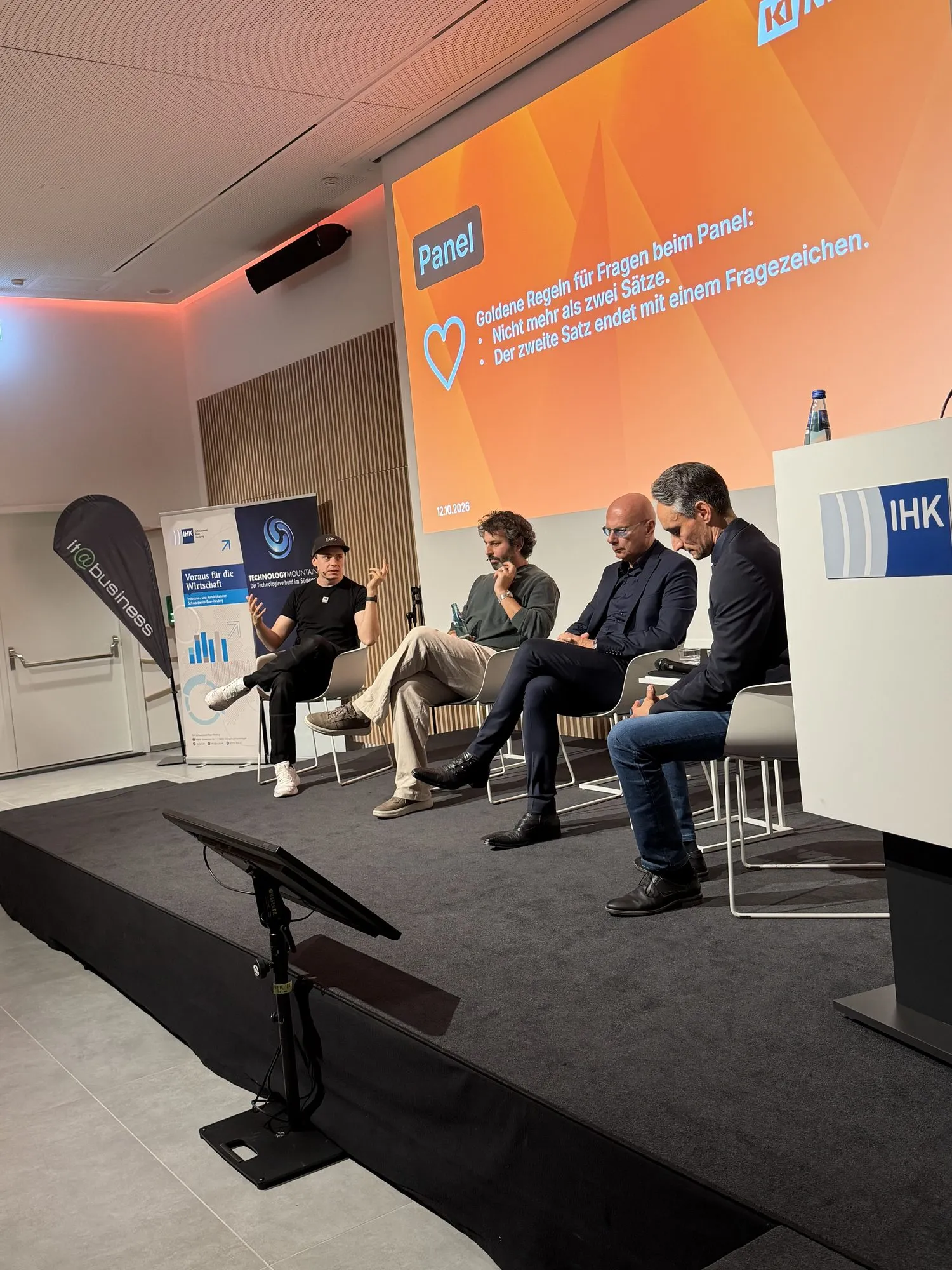 Panel mit Falk Ebert, Steffen Erath, Prof. Dr. Stefan Stoll und Philipp Hilsenbek